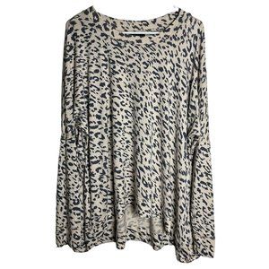 Kelly Renee Women Tunic Top Shirt XXL 20 Animal Print Cream Long Sleeve